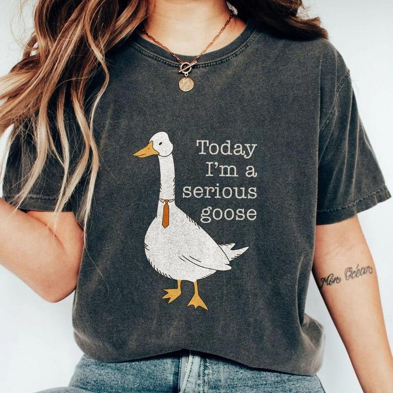 Today I'm A Serious Goose Comfort Shirt, Funny Goose Shirt, Funny Goose TShirt, Comfort Shirt for Her, Goose Lover Tee, Cute Goose Couple Clothing, Sarcastic Goose Gifts, Comfort Shirt Unisex Oversized Graphic Tee, Shirt for Her, Women Top