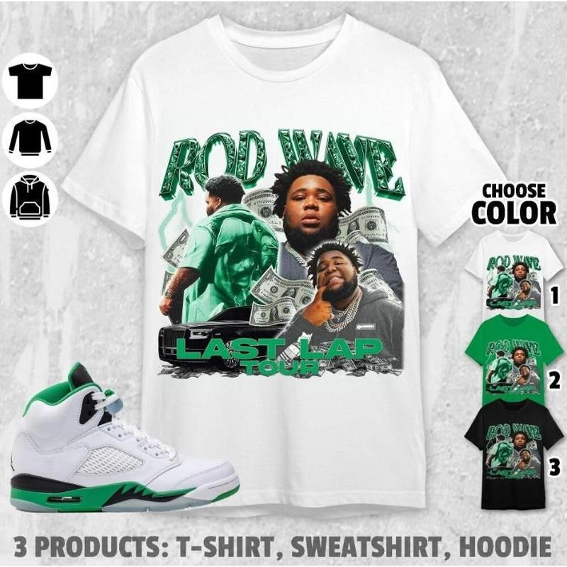 Top Womenswear Rod Wave Shirt Rd Wave Last Lap Tour Tees Irish Green Graphic Tees 90s Rapper Graphic Tees Comfort Colors
