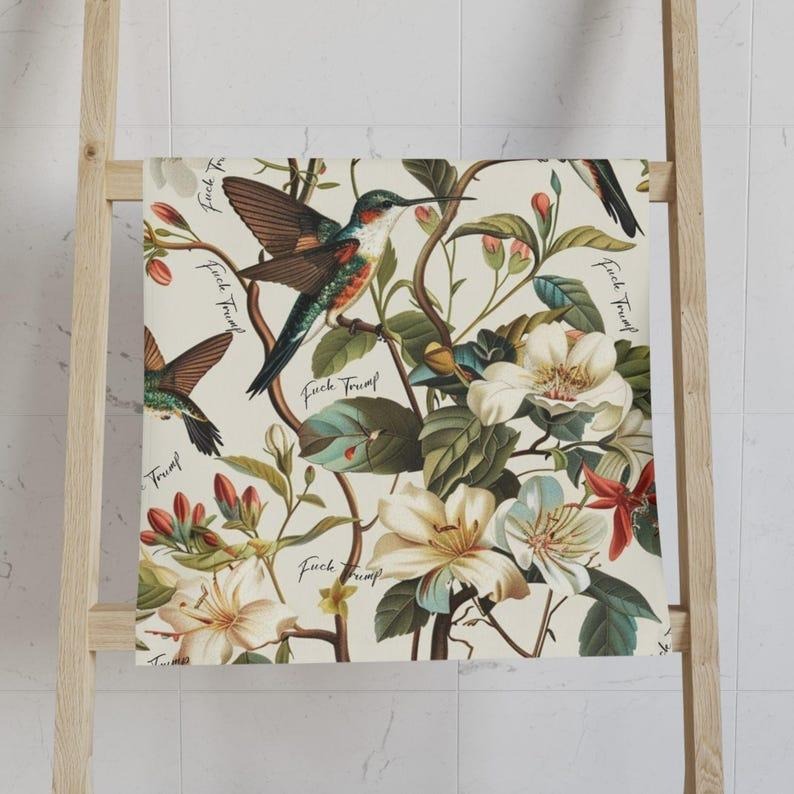 Towels Hummingbird, Subtle Political F*ck Trump Tea Towel, Anti-trump Home Decor, Funny Political Home Decor, Birds Tea Towels