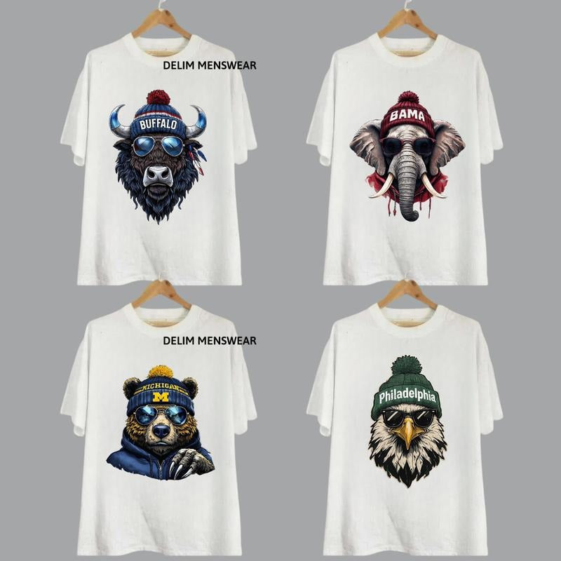 Trendy All Team Football State Team Mascot T-Shirt, Vintage Game Day Football Shirt, Sport Shirt, Graphic Shirt for Women, for Men Round Neck Top