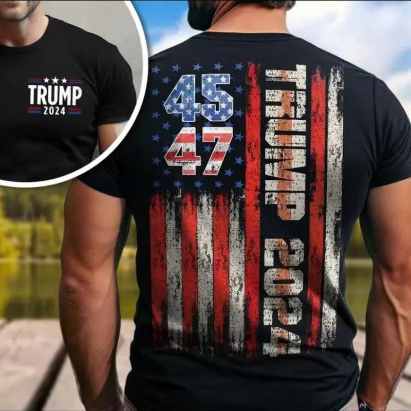 Trum 2024 Flag America Unisex T-Shirt Sweatshirt Hoodie Take America Back - Classic Cotton Menswear Underwear Tshirt Shortsleeve