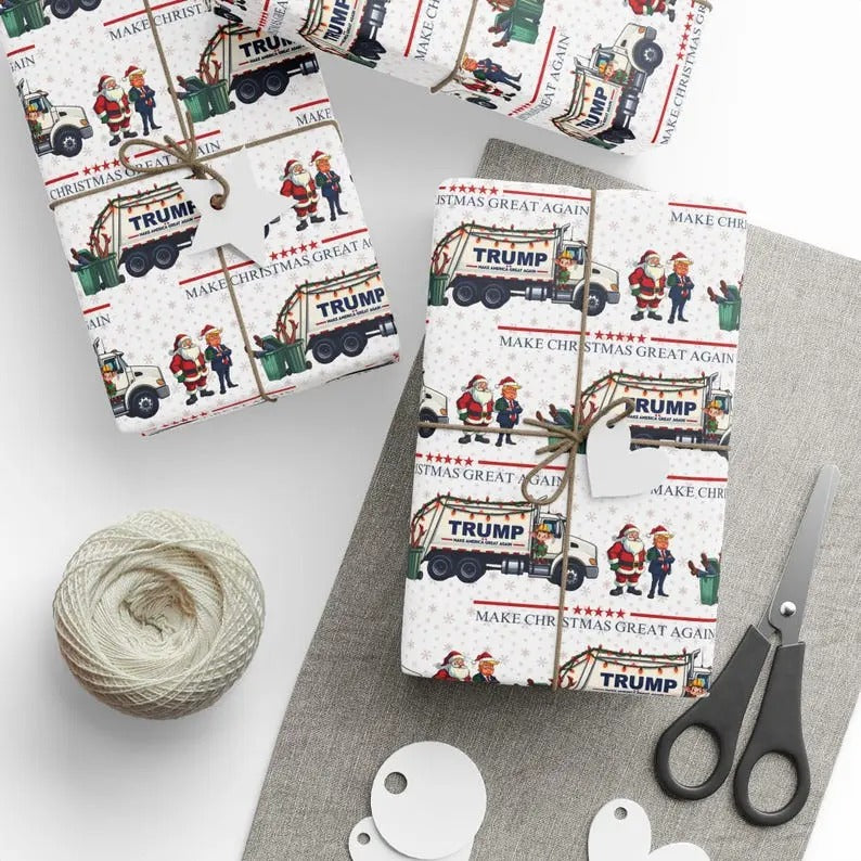 Trump Christmas Wrapping Paper, MAGA Christmas Wrapping Paper, Funny Gift Wrap, Christmas Gifts, Xmas Wrapping Paper Rolls