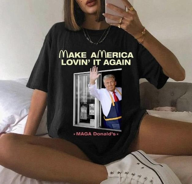Trump Mcdo.nalds Shirt Funny Trendy MAGA Lovin' It Trump Mcdo.nald Shirt