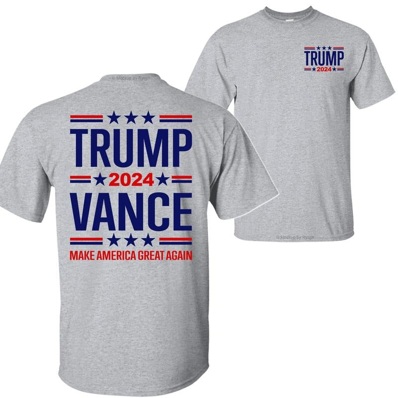 Trump Vance 2024 Shirt, Vice President Vance Shirt, Make America Great Again 2 Sided Graphic Printed Unisex Classic Comfort Cotton T-Shirts