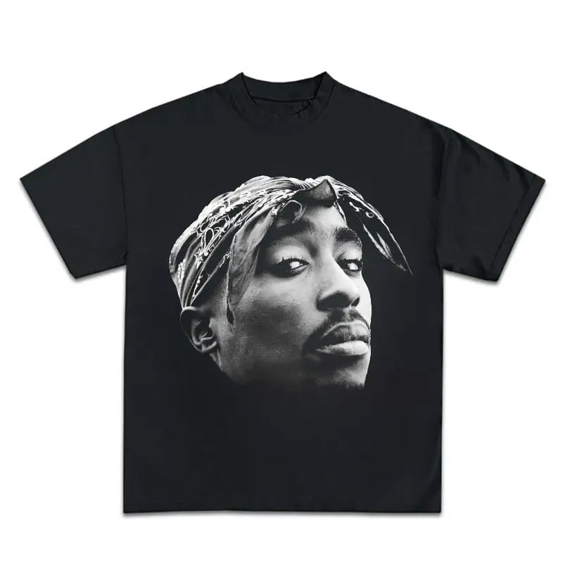 Tupac Portrait T-Shirt, 90s Hip Hop Graphic Tee, Cotton Crew Neck T-Shirt, Unisex Shirt for Men, for Women, Gift for Him, Gift for Her, Menswear, Womenswear Top