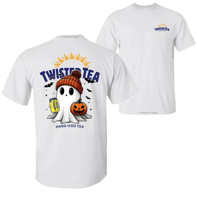 Twistd Tea Halloween Cute Boo Boo Ghost Pumpkin T-Shirt Sweatshirt Hoodie, Spooky Season 2 Sided Unisex Classic T-Shirts in All Sizes All Colors for Women for Men