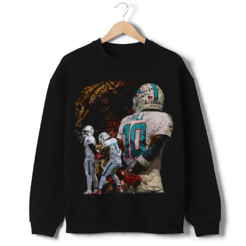 Tyreek Hill Graphic Sweatshirt Cheetah Football Hands Behind Back Celly TD Celebration Sweatshirt