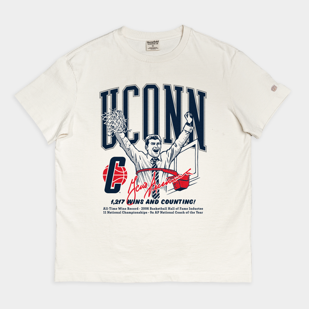 Geno Auriemma Win Record Vintage Heavyweight Tee