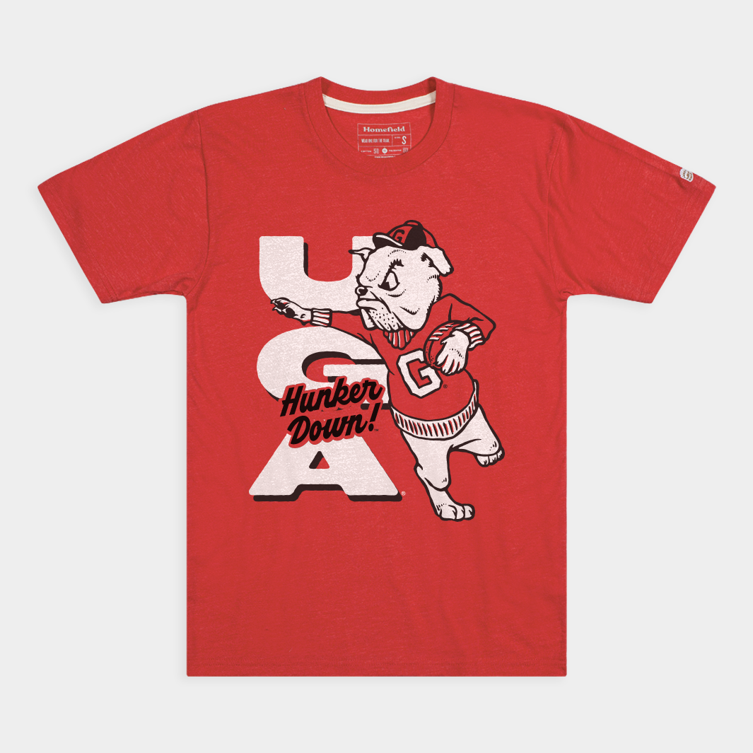 Georgia Bulldogs Vintage Football "Hunker Down" Tee Style001