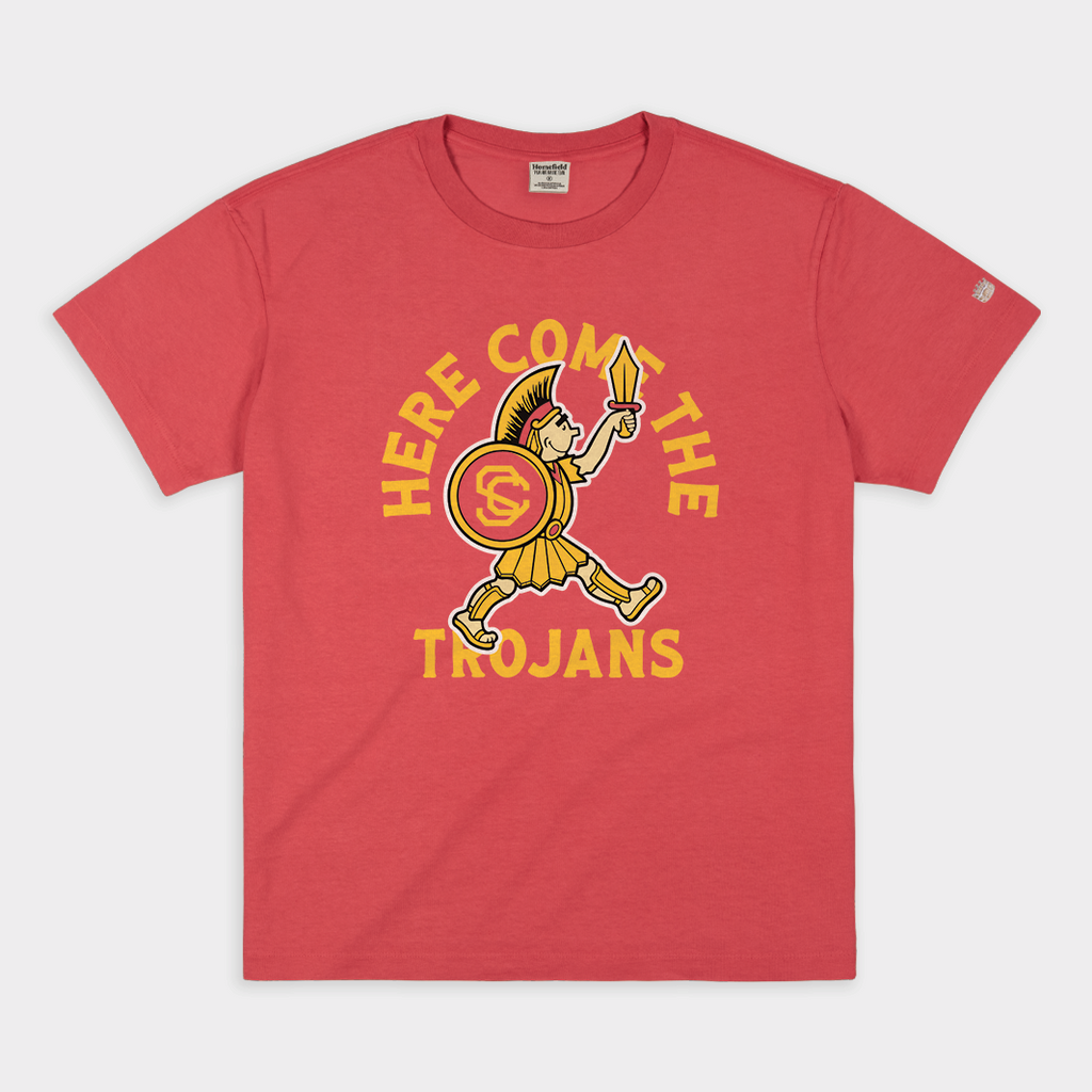 Here Come the Trojans Retro SC Vintage Heavyweight Tee Style001