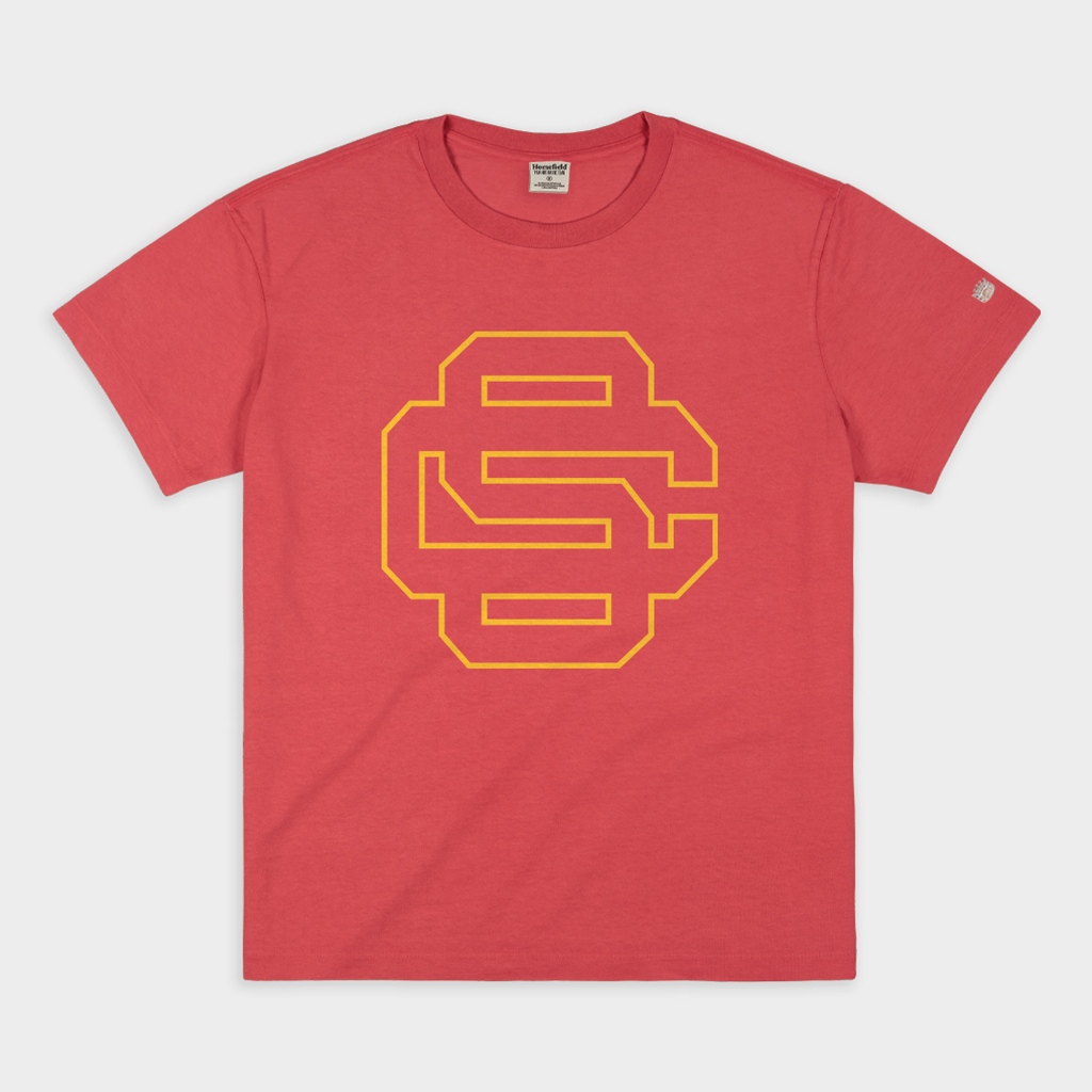 Interlocking SC Trojans Baseball Logo Vintage Heavyweight Tee Style001