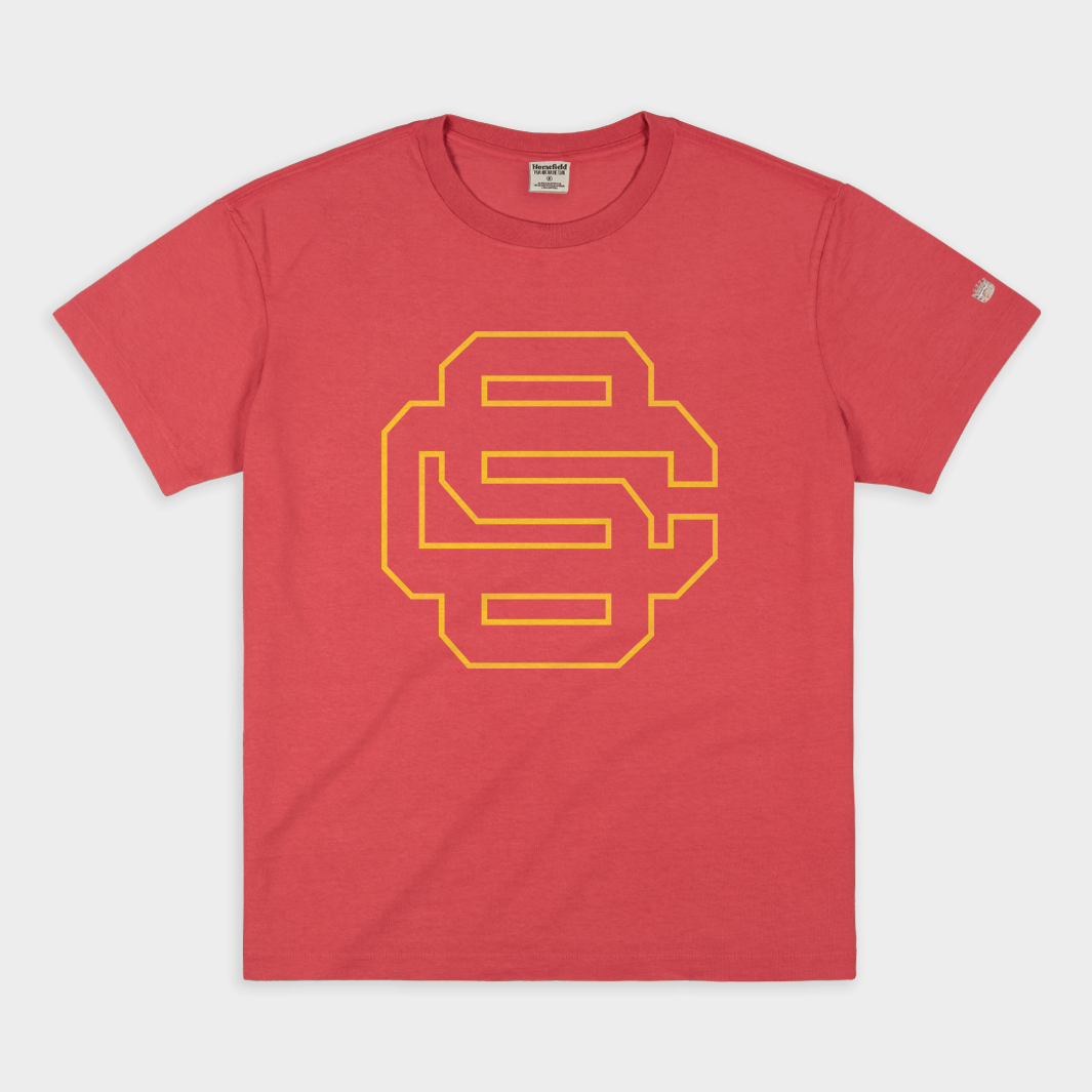 Interlocking SC Trojans Baseball Logo Vintage Heavyweight Tee Style001