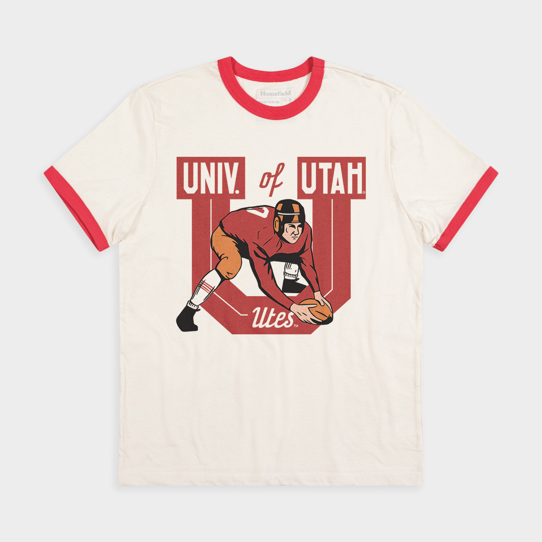 Utah Vintage Football Logo Ringer Tee Style001