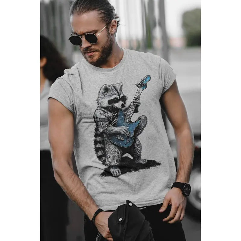 Unisex Funny Raccoon Guitarist  Shirt Music Lovers