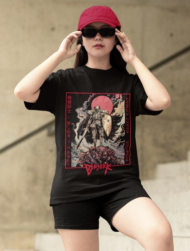 Unisex Skull Knight Shirt, Anime Vintage Special T-shirt, Anime Manga, Anime Shirt, Black Swordsman, Graphic Anime Tee, Manga Shirt, Japan Top Womenswear Underwear Lady