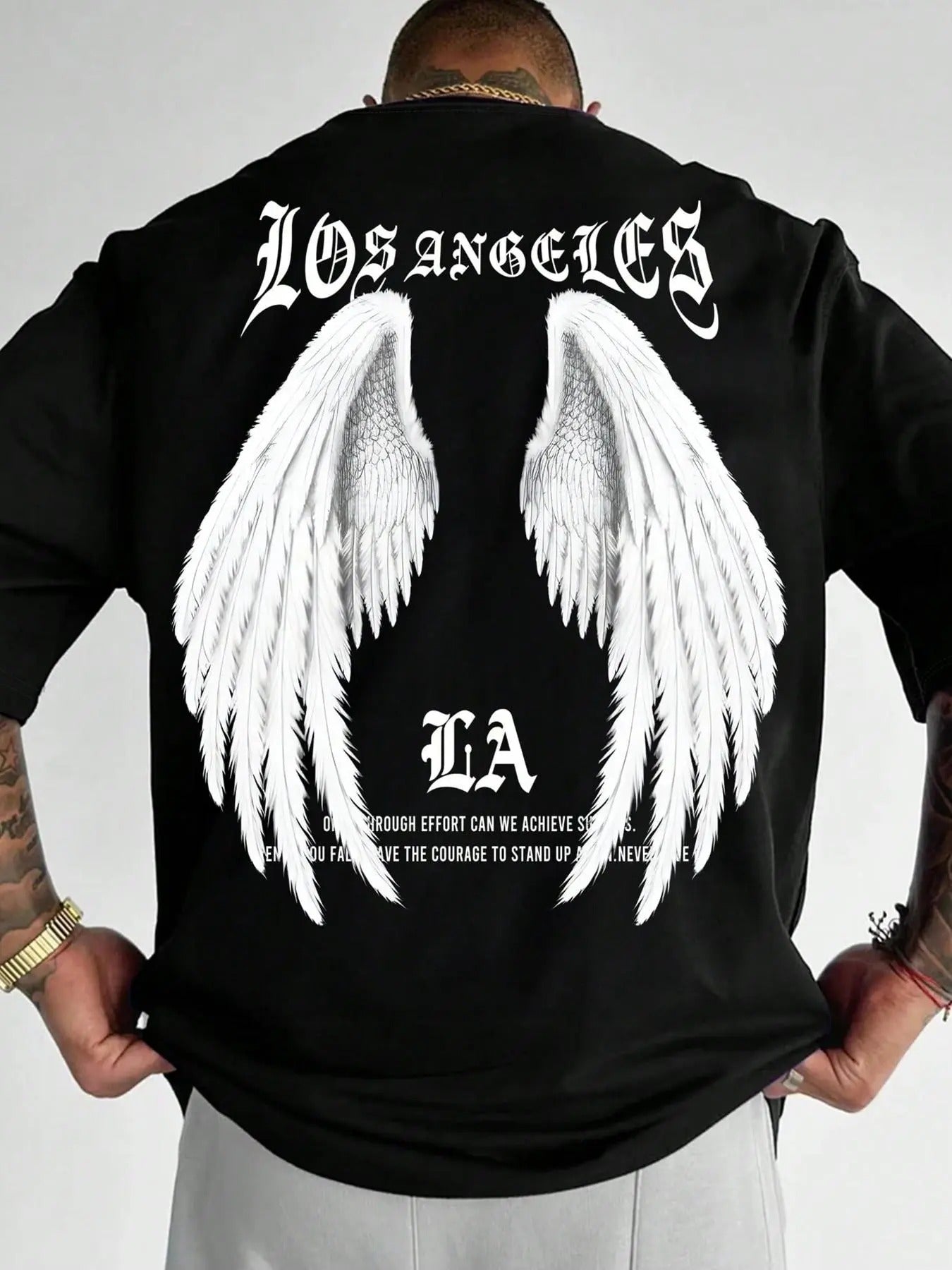 Unisex's Angel Wings & Letter Print Short Sleeve Graphic Tee, Casual Comfy T-shirt for Daily Wear, Unisex Top for All Seasons