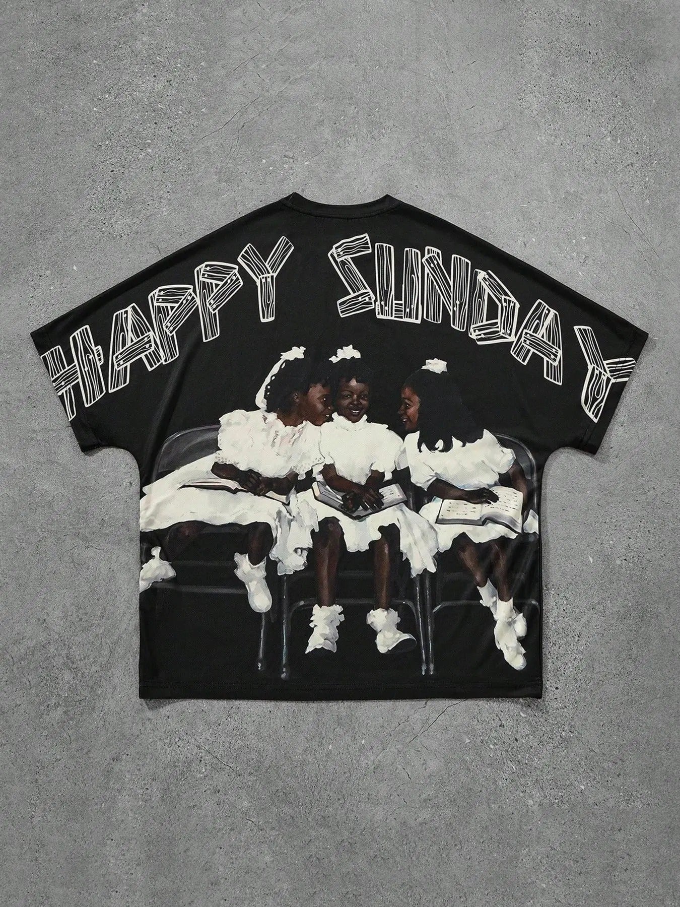 Unisex's Happy Sunday Letter Print Short Sleeve Graphic Tee, Casual Comfy Round Neck T-shirt for Summer, Fashion Men's Top for Daily Wear, Tropical