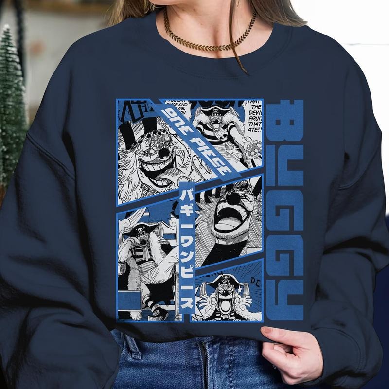 Buggy One Piece shirt anime graphic for Men/Women/Unisex version 240201402 Top Womenswear Tshirt Streetwear Comfortable Love Tee Underwear Summer T-Shirt Human Crewneck Round Neck Maternity Sweatshirt, Hoodie, Comfort Colors