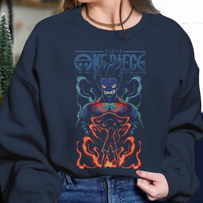 Luffy x Ace One Piece T-shirt,Youth T-Shirt, Sweatshirt, Hoodie anime graphic for Men/Women/Unisex version D240131102 Cotton Menswear Soft Top Love Underwear Streetwear Human Tropical Crewneck Round Neck Lengthened Lengthy Long Outstretched Prolonged Swea