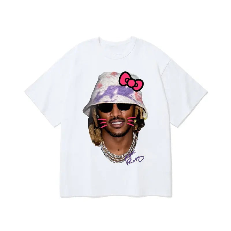 Urban Power Futureee Kitty Cute Tee Featuring Dynamic Rapper Face Graphic for Bold Streetwear