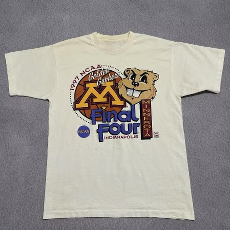 VINTAGE Minnesota Gophers NC AA Mens T-Shirt, Mens NC AA Basketball Final Four Indianapolis 1997 90s Tee, Gift For Men Classic Cotton Menswear Top Collar Day