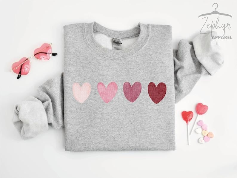 Valentine Heart Sweatshirt, Cute Valentine Sweatshirts, Valentine Sweatshirts, Vintage Valentine Sweatshirt, Valentine Pullover, Women valentine tee, Watercolor hearts