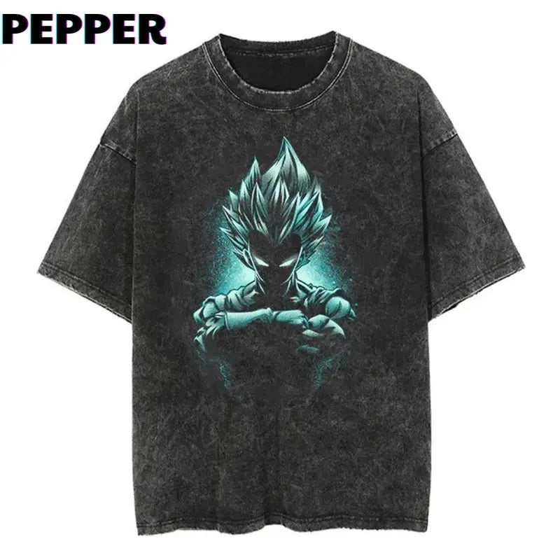 "Vegeta Pride" Vintage Washed Shirt Menswear Top Underwear Streetwear