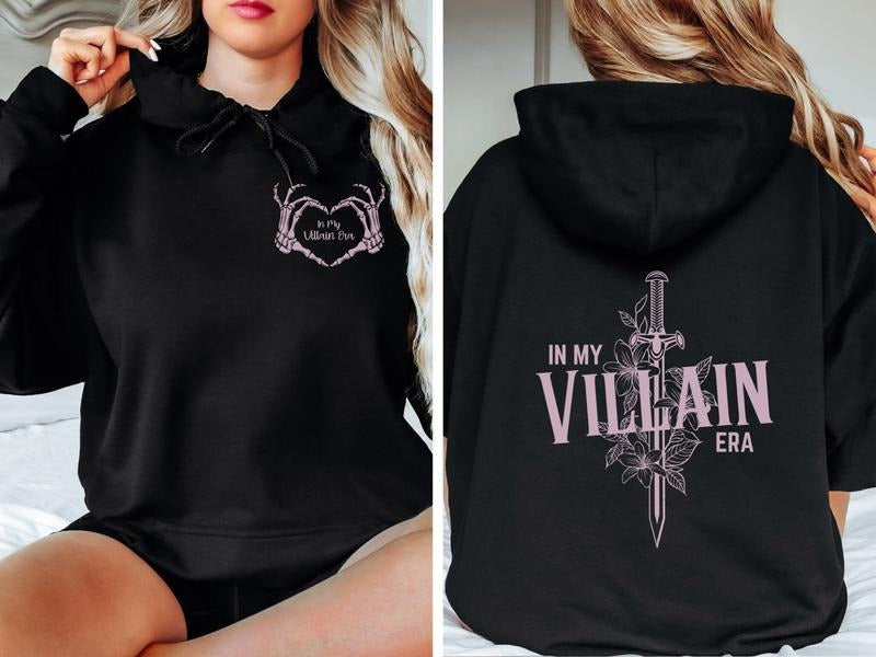 Villain Era Hoodie, Dark Academia, Dark Romance, Morally Grey Shirt, Bookish Unisex Soft Comfort Crewneck Pullover Long Sleeves Graphic Fabric Sweater