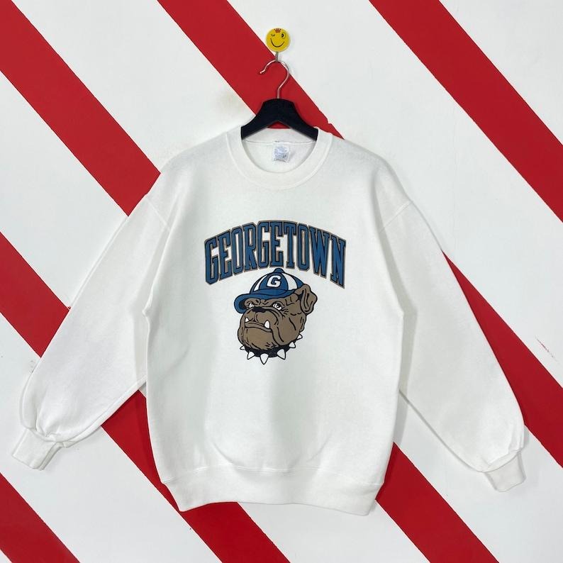 Vintage 90s Georgetown University Sweatshirt Georgetown Hoyas Crewneck Georgetown Sweater Pullover Georgetown Hoyas Print Logo