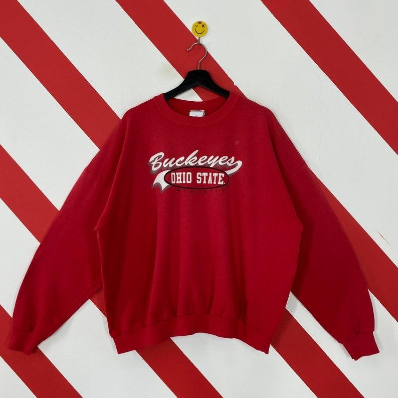 Vintage 90s Ohio State Buckeyes Sweatshirt Ohio Crewneck University Ohio State Sweater Pullover Ohio State Buckeyes Print Logo Cotton Menswear Athletic Collar Tops