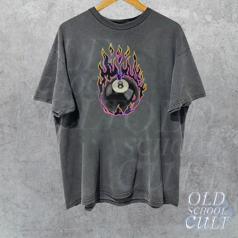 Vintage 90s Style Graphic T-Shirt, 8 Ball Retro Graphic Shirt, Y2k Billard Graphic Tee, 90s Unisex Oversized Top, Billard Gift
