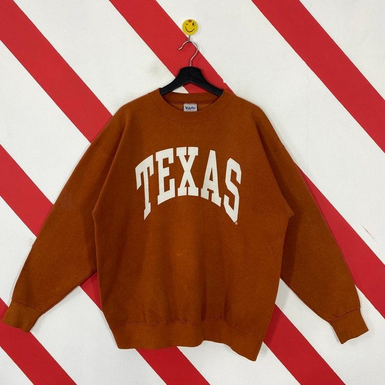 Vintage 90s University Texas Sweatshirt Texas Longhorns Crewneck University Texas Sweater Pullover Texas Longhorns Print Logo Cotton Menswear