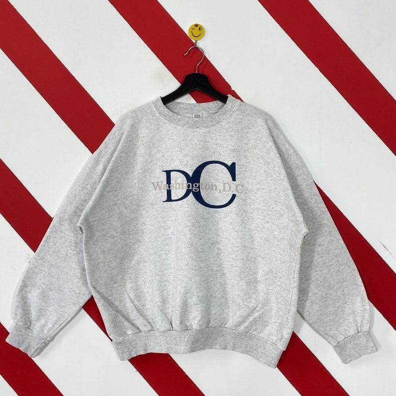 Vintage 90s Washington DC Sweatshirt Washington Crewneck Washington Capitol Sweater Pullover White House Monument Print Logo Cotton Menswear