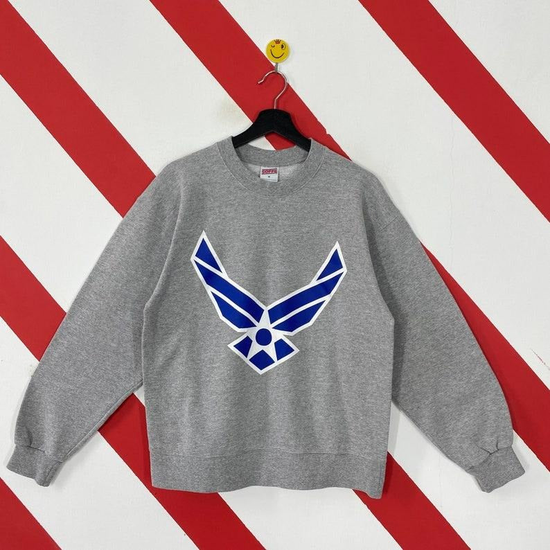 Vintage Air Force Sweatshirt Air Force Crewneck Air Force Academy Sweater Pullover Military US Air Force Print Logo Menswear Athletic
