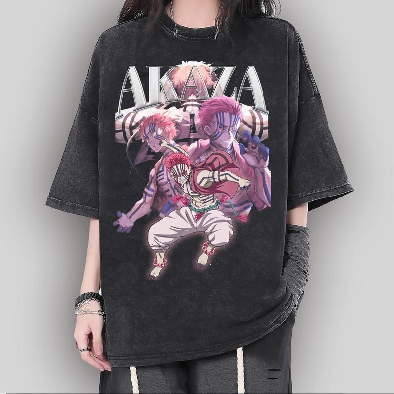 Vintage Akaza Demon Slayer Unisex T-shirt, Exclusive Anime Lovers Graphic Tee, Manga Shirt with Japanese Anime Art Sweatshirt, Hoodie, Comfort Colors