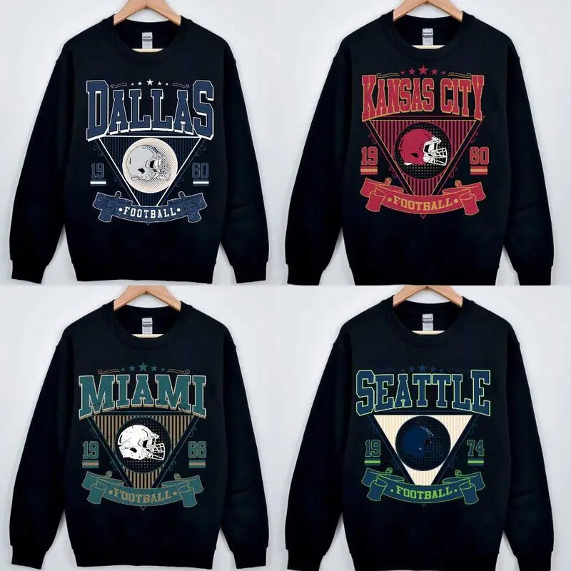 Vintage All Team Football Sweatshirt with Big Words Logo and Graphic Tees for Football Fans Black Color Vintage Sweatshirt Football Sweatshirt Shirt Unisex Sweatshirt Packers men's  sweatshirts vintage  clothing