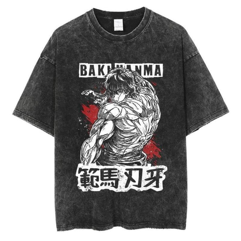 Vintage Baki Hanma Demon Back Tee Menswear Top Underwear Streetwear