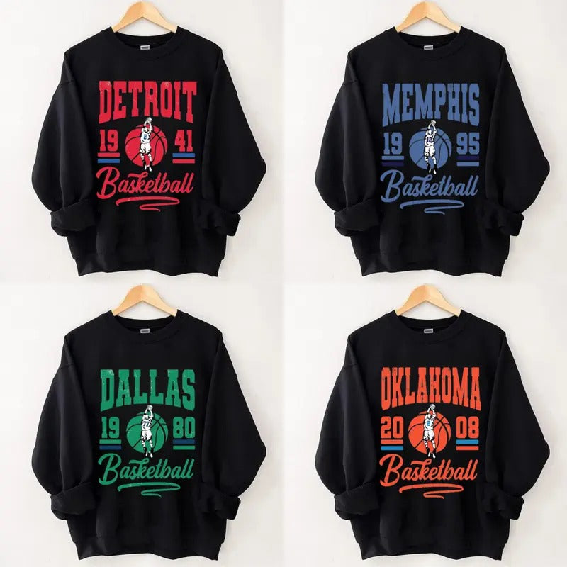 Vintage Basketball Sweatshirt, All Teams Basketball Sweater, Basketball Fan Shirt, Gift For Fan men's  sweatshirts