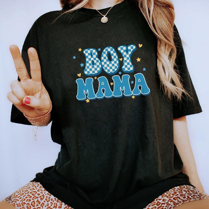 Vintage Boy Mama Comfort Colors Shirt, Boy Mama Graphic Tee Women, Cool Moms Unhinged Shirts, Mama T-shirts For Women, Trending Oversized Graphic Tee, Mother's Day Gifts, Women's Tops, Womenswear, Cotton Fabric Relaxed Fit Chic Style