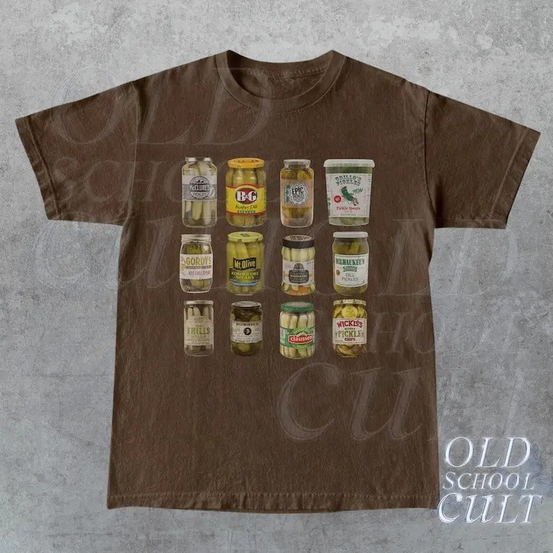 Vintage Canned Pickles 90s T-Shirt, Retro Pickle Graphic Shirt, Pickle Lovers Shirt, Y2k Aesthetic Shirt, Oversized Unisex Shirt, 2000s Tee
