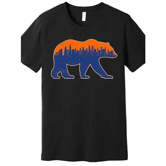 Vintage Chicago Illinois Skyline Graphic T-Shirt - Men's Short Sleeve Funny Pattern Collection - Premium Quality, Black Color, Unique Gift for Football Fans Made in USA