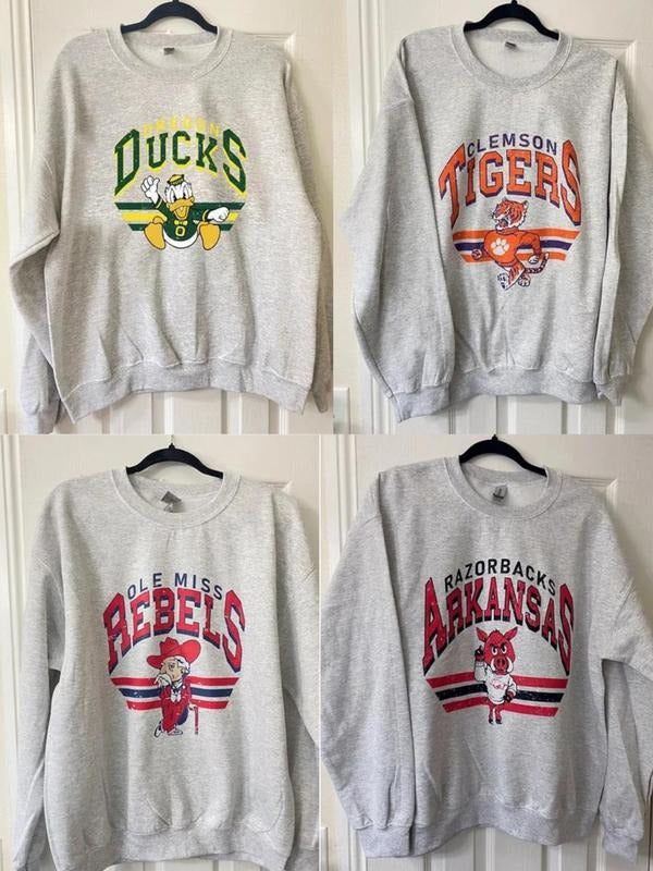 Vintage College Football Mascot Crewneck Sweatshirt, Vintage Graphic Sweatshirt