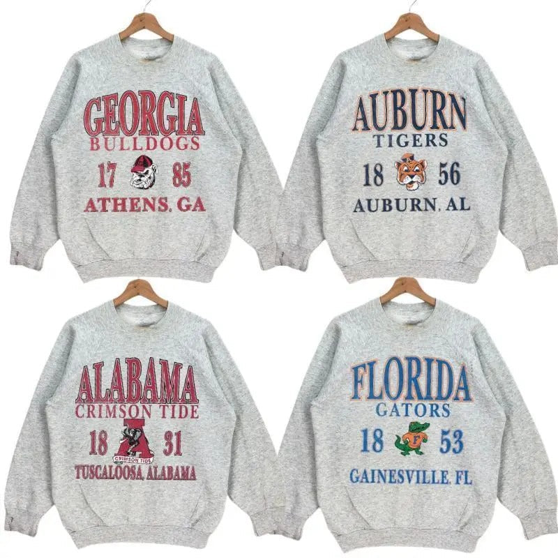 Vintage College Football NCAA Ash Grey Color Sweatshirt, Classic Sport Sweatshirt, Gifts For Football Fan Sport men's  sweatshirts vintage  clothing