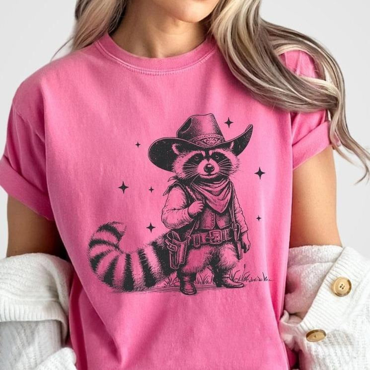 Vintage Cowboy Racoon Shirt, Funny Western Trash Panda Tshirt, Funny Racoon Meme Tee For Girl, Retro 90s Graphic Tee, Trash Panda Shirt, Vintage Shirt For Women, Gifts For Her And Her, Women's Tops, Animal Lover Shirts
