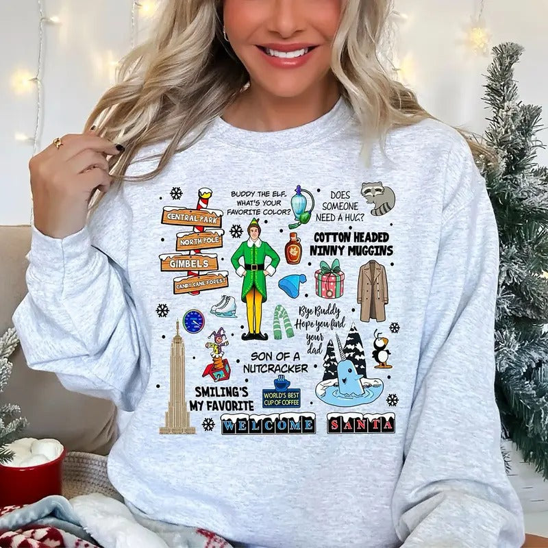 Vintage Elf Christmas Movie Sweatshirt, Xmas Classic Movie 90s Shirt, Elf Christmas Sweater, Christmas Elf Shirt, Christmas Movie Shirt, Elf Christmas Sweater
