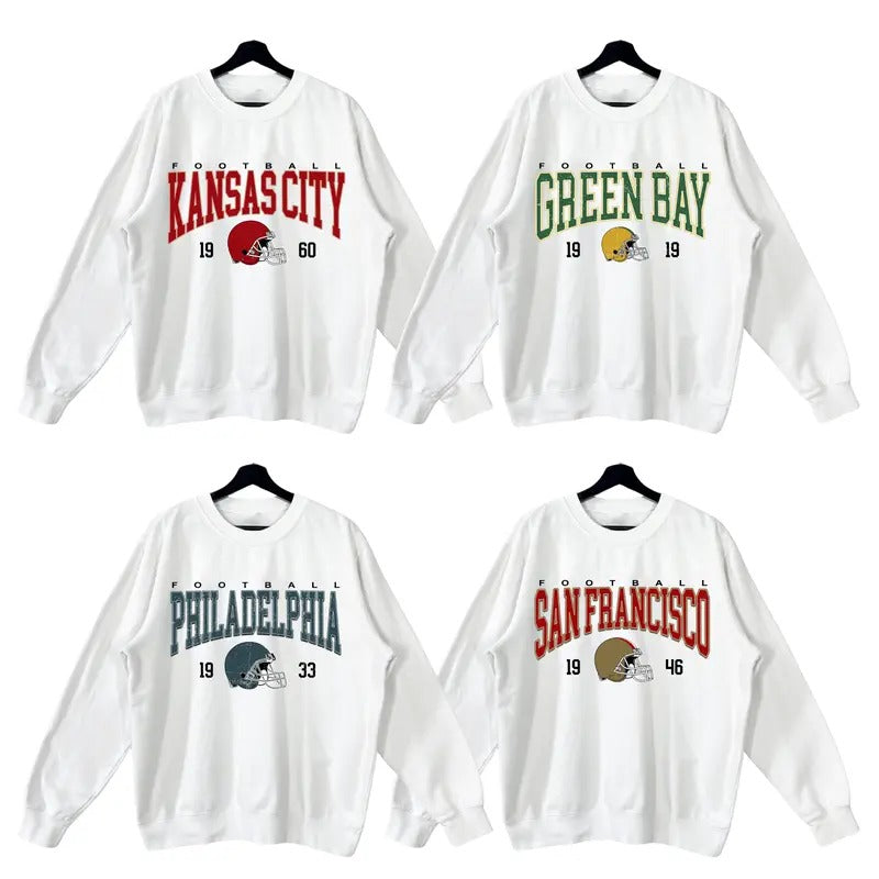 Vintage Football Big Words Logo Sweatshirt White Color, Hometown Football Sweatshirt, Vintage Graphic Tees, Football Fan Gift, Unisex Sweatshirts