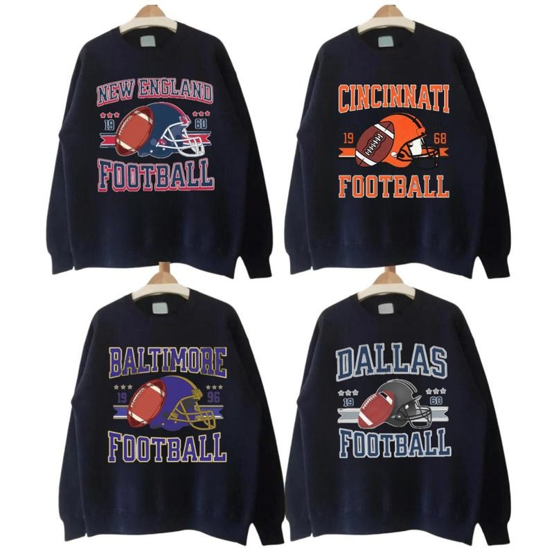 Vintage Graphic Teams Football Retro Sweatshirt Football Thowback Sweatshirt, Buffalo Football Sweatshirt, Kansas City football Sweatshirt, Dallas Football
