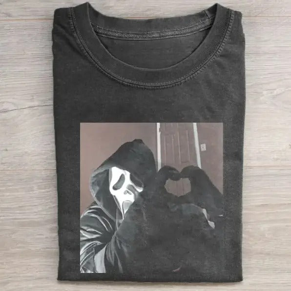 Vintage Halloween Graphic T-shirt, Ghost Face Heart Shape Tee, Horror Movie Shirt, Horror Character, Funny Halloween Shirt, Unisex T-Shirt
