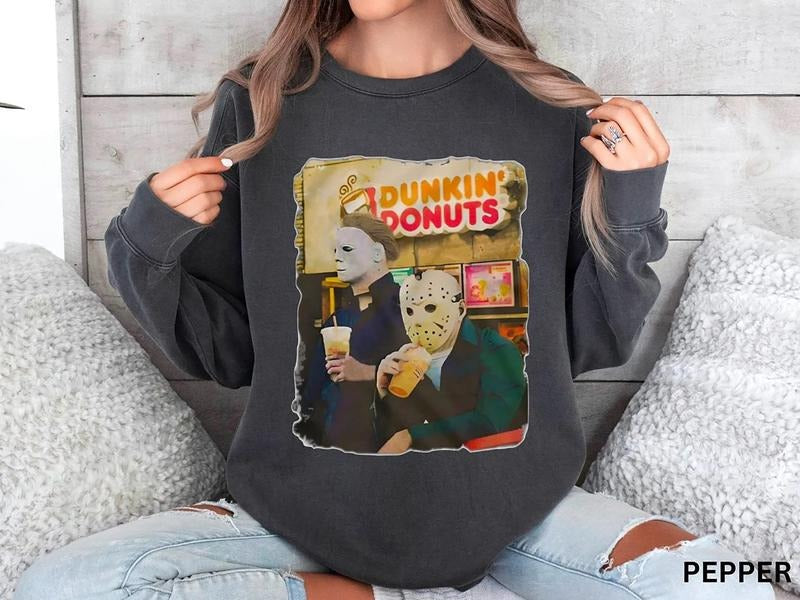 Vintage Halloween Sweatshirt, Jason Michael Dunkin Donuts Shirrt, Halloween Movie Shirt, Halloween Characters Shirt, 90s Halloween Shirt, Funny Halloween Shirt