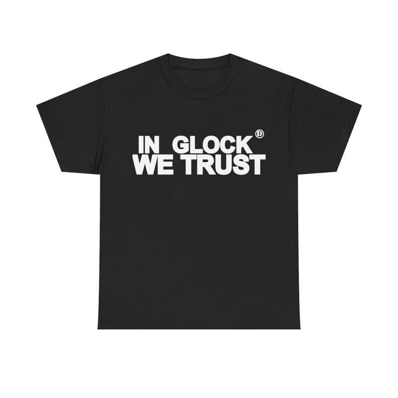 Vintage In Glock We Trust Y2k 90s Hip-Hop Vibes Heavy Cotton Graphic T-Shirt Tshirt Shirt HipHop Rap Tee Casual Classic Menswear Retro Top Comfy Streetwear